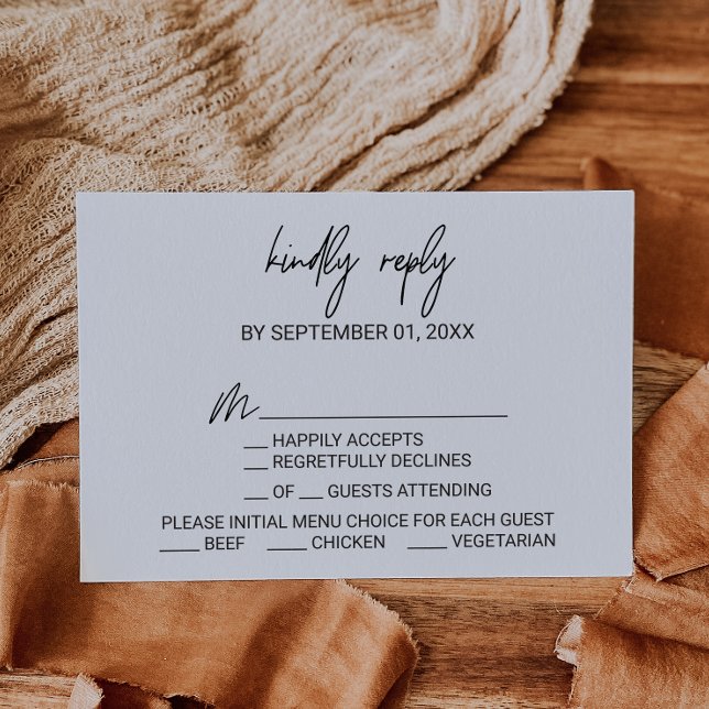 Whimsical Calligraphy Menu Choice RSVP Card (Creator Uploaded)