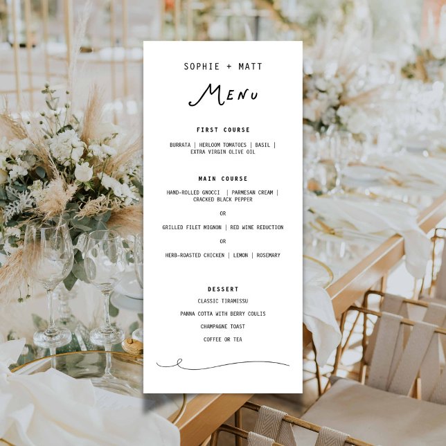 Whimsical Calligraphy Minimalist Wedding Menu (Whimsical Calligraphy Minimalist Wedding Menu)