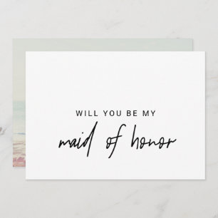 Whimsical Calligraphy   Photo Back Maid Of Honour Invitation