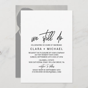 Whimsical Calligraphy   Photo Backing Vow Renewal Invitation
