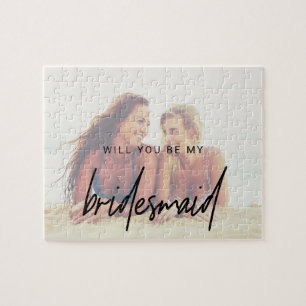 Whimsical Calligraphy   Photo Bridesmaid Proposal Jigsaw Puzzle