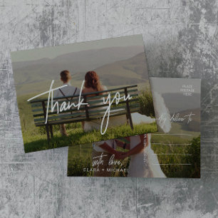 Whimsical Calligraphy   Photo Overlay Thank You Postcard
