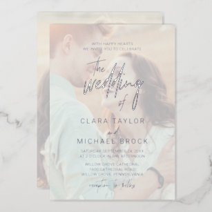 Whimsical Calligraphy   Silver Foil Photo Wedding 