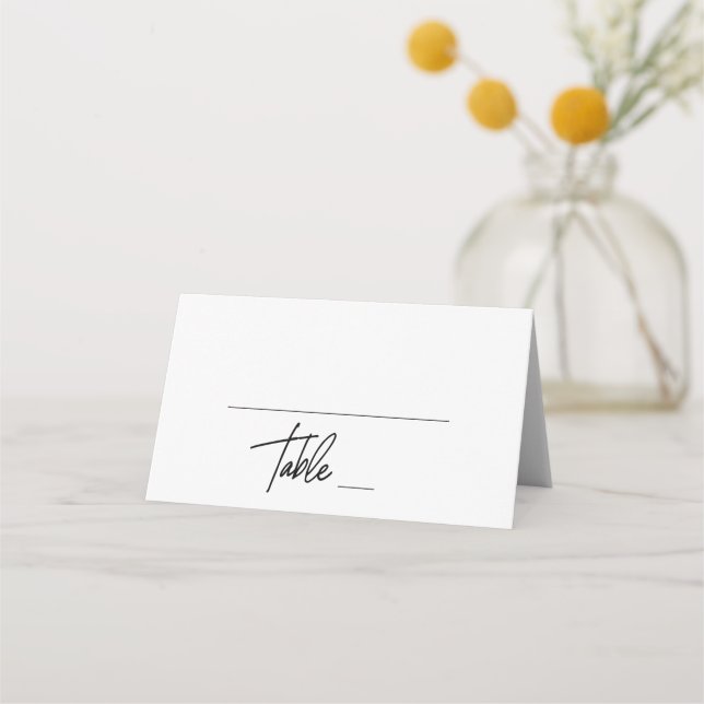 Whimsical Calligraphy Wedding Place Card (Front)