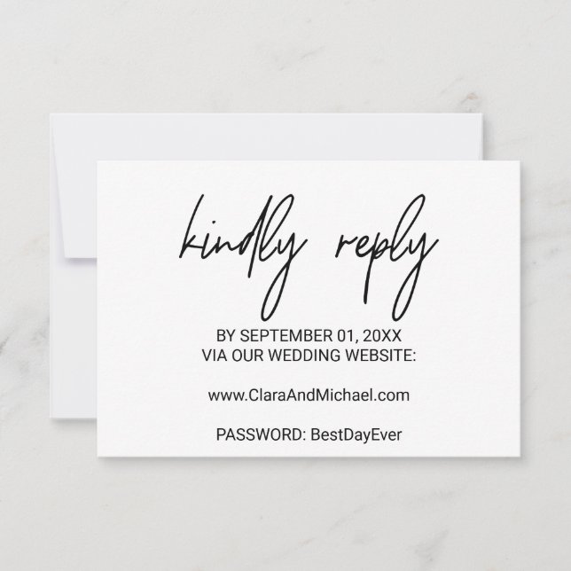 Whimsical Calligraphy Wedding Website RSVP Card (Front)