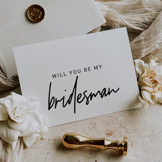 Whimsical Calligraphy Will You Be My Bridesman Invitation (Creator Uploaded)