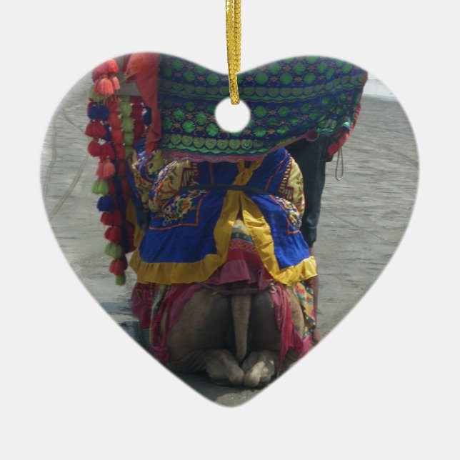 Whimsical Camel Art Print/Graphic Ceramic Tree Decoration (Front)