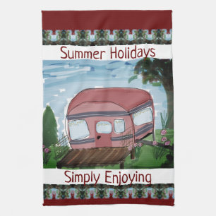 Whimsical Camping Designed Tea Towel