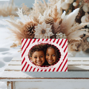 Whimsical Candy Cane Stripe Holiday Photo Card