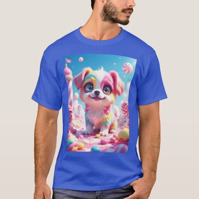 Whimsical Candy Dog funny friends T-Shirt (Front)