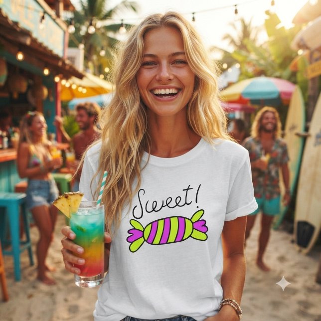 Whimsical Candy graphic “Sweet!” T-Shirt (Creator Uploaded)
