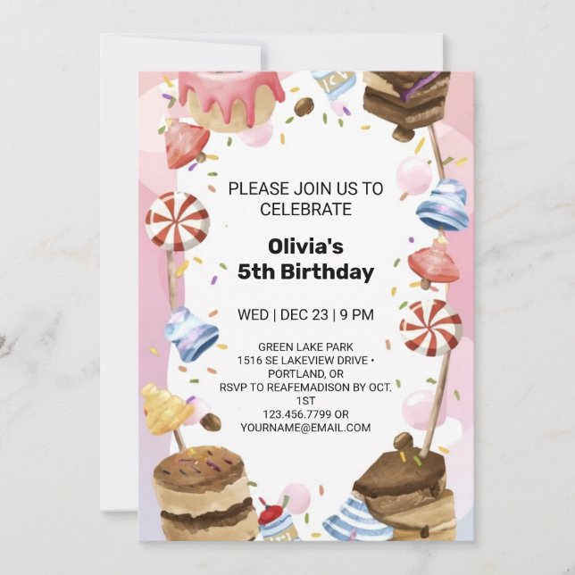 Whimsical Candyland Birthday Fun for Kids Invitation (Front)