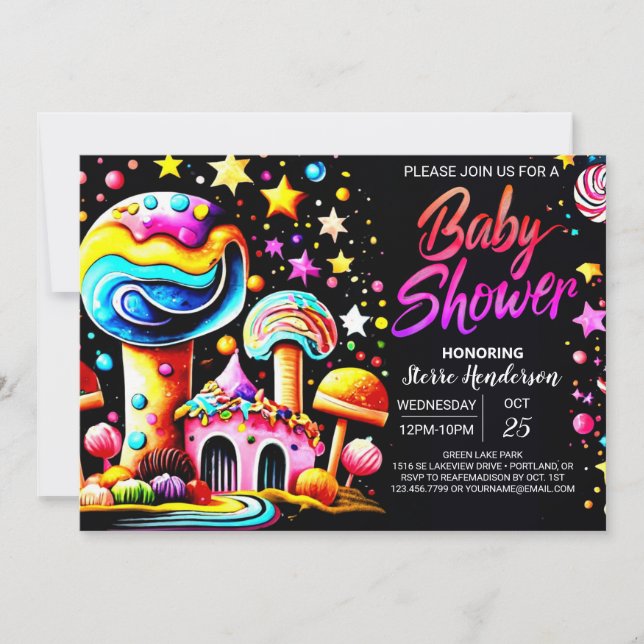 Whimsical Candyland Bliss Baby Shower Invitation (Front)