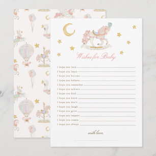 Whimsical Carousel Baby Shower Wishes for Baby Invitation
