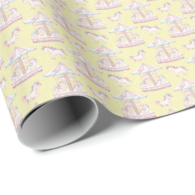 Whimsical Carousel Gift Wrap –  Baby Showers (Roll Corner)