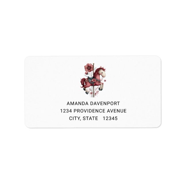 Whimsical Carousel Horse Image Address Label (Front)