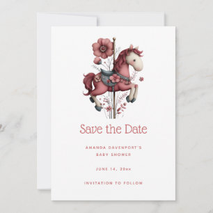 Whimsical Carousel Horse Image Baby Shower Save The Date