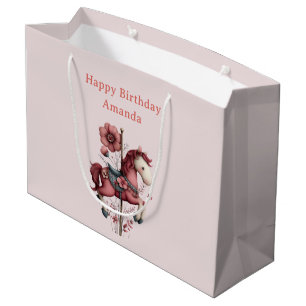 Whimsical Carousel Horse Image Birthday Large Gift Bag