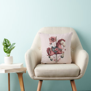 Whimsical Carousel Horse Image Cushion