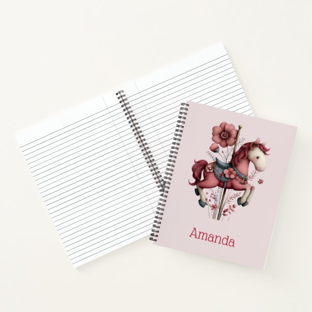 Whimsical Carousel Horse Image Notebook (Inside)