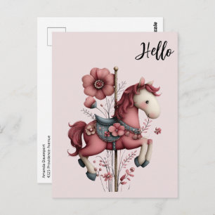 Whimsical Carousel Horse Image Postcard