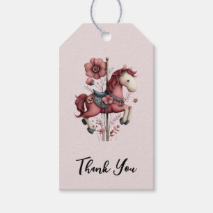 Whimsical Carousel Horse Image Thank You Gift Tags