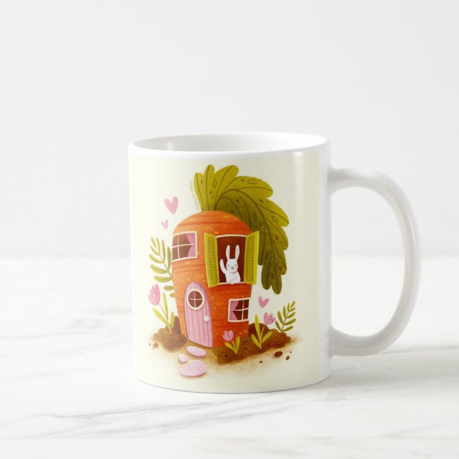 Whimsical Carrot Bunny House Mug Cute Farm Animals (Right)
