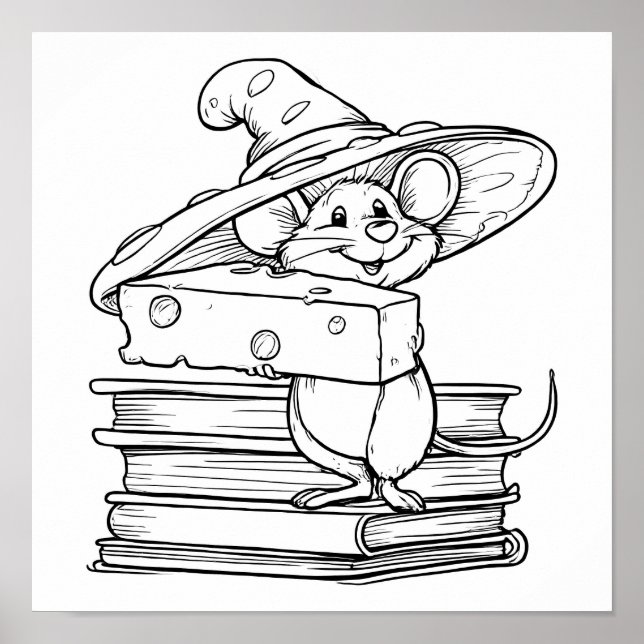 Whimsical Cartoon Art: Mirthful Mouse Character Poster (Front)