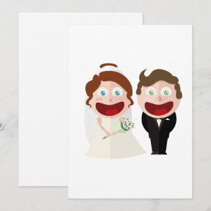 Whimsical Cartoon Bride and Groom Wedding  Invitation