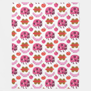 Whimsical Cartoon Bugs And Fruits Pattern Fleece Blanket