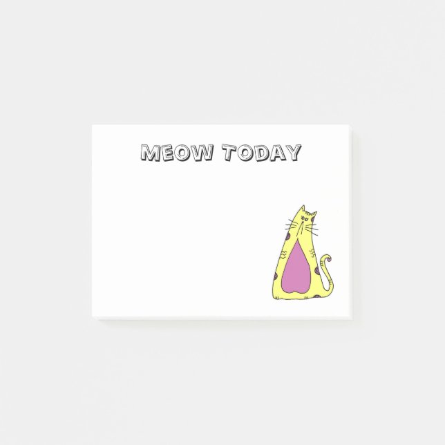 Whimsical Cartoon Cat Post-it Notes (Front)