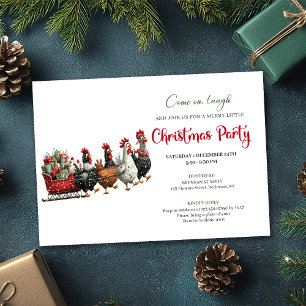 Whimsical Cartoon Chickens Modern Holiday Invites