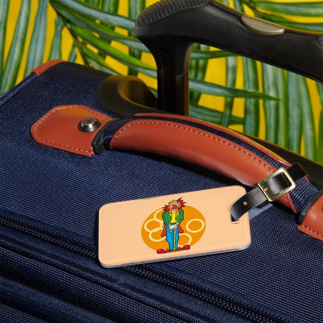 Whimsical Cartoon Clown with Bright Colours Luggage Tag (Creator Uploaded)
