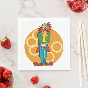Whimsical Cartoon Clown with Bright Colours Napkin