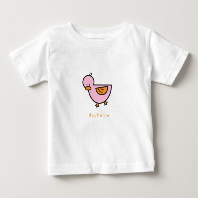 Whimsical Cartoon Cute Sweet Pink Girl Duckling Baby T-Shirt (Front)