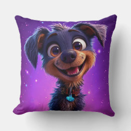 Whimsical Cartoon Dog Modern Cute Pet Decor Accent Cushion
