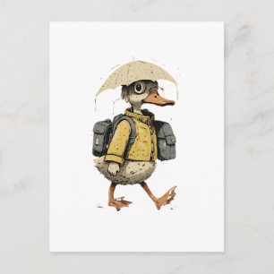 Whimsical Cartoon Duck Postcard