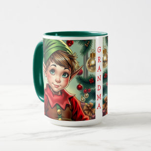 Whimsical Cartoon Elf Christmas Personalized Mug