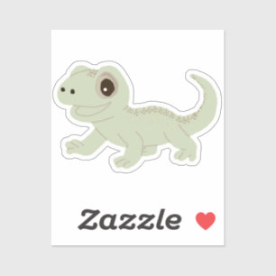 Whimsical Cartoon Gecko Decal Sage Green