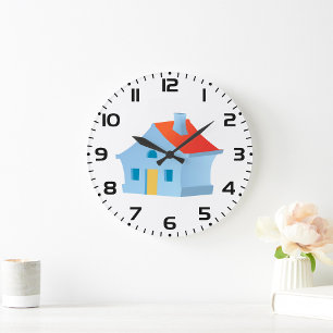 Whimsical Cartoon House Colourful Playful Home Large Clock