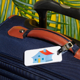Whimsical Cartoon House Colourful Playful Home Luggage Tag