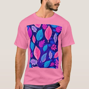 Whimsical Cartoon Leaves: Purple & Pink T-Shirt