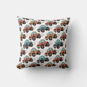 Whimsical Cartoon Racing Cars Cushion