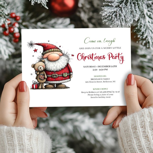 Whimsical Cartoon Santa Claus Holiday Party Invite (Whimsical Cartoon Santa Claus Holiday Party Invite)