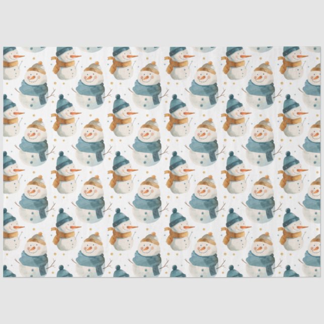 Whimsical cartoon snowmen tissue paper (Front)