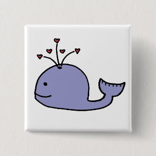 Whimsical Cartoon Whale 15 Cm Square Badge