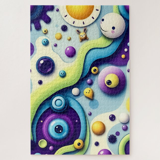 Whimsical Cartoon World - Colourful Abstract Fun Jigsaw Puzzle (Vertical)