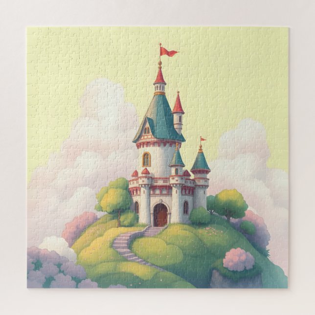 Whimsical castle with green garden jigsaw puzzle (Vertical)