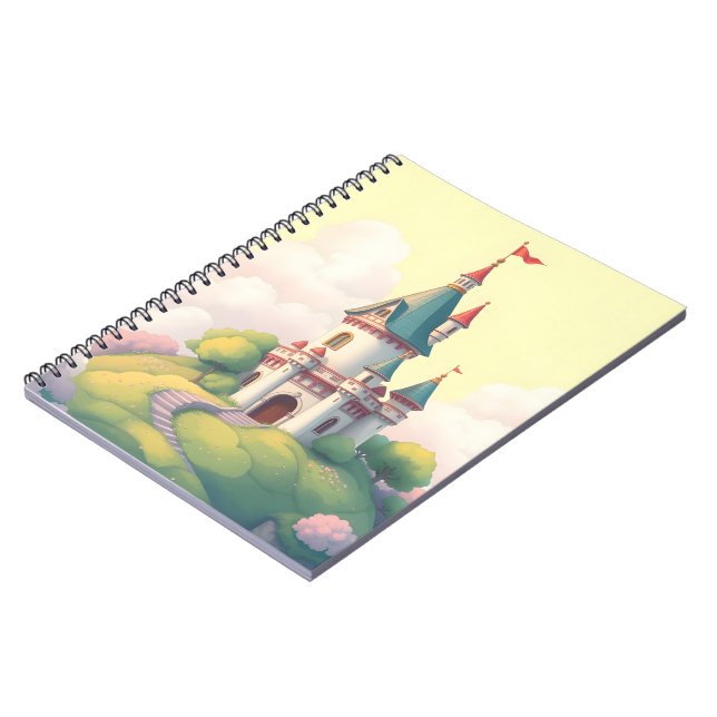 Whimsical castle with green garden notebook (Left Side)