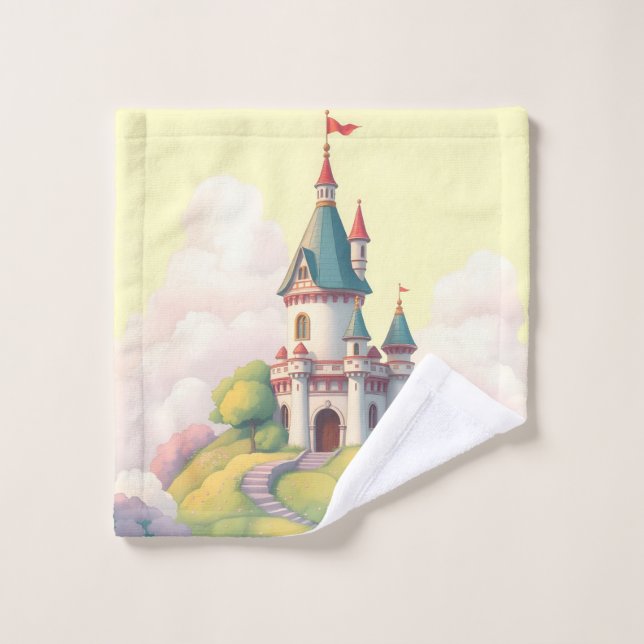 Whimsical castle with green garden wash cloth (Wash Cloth)